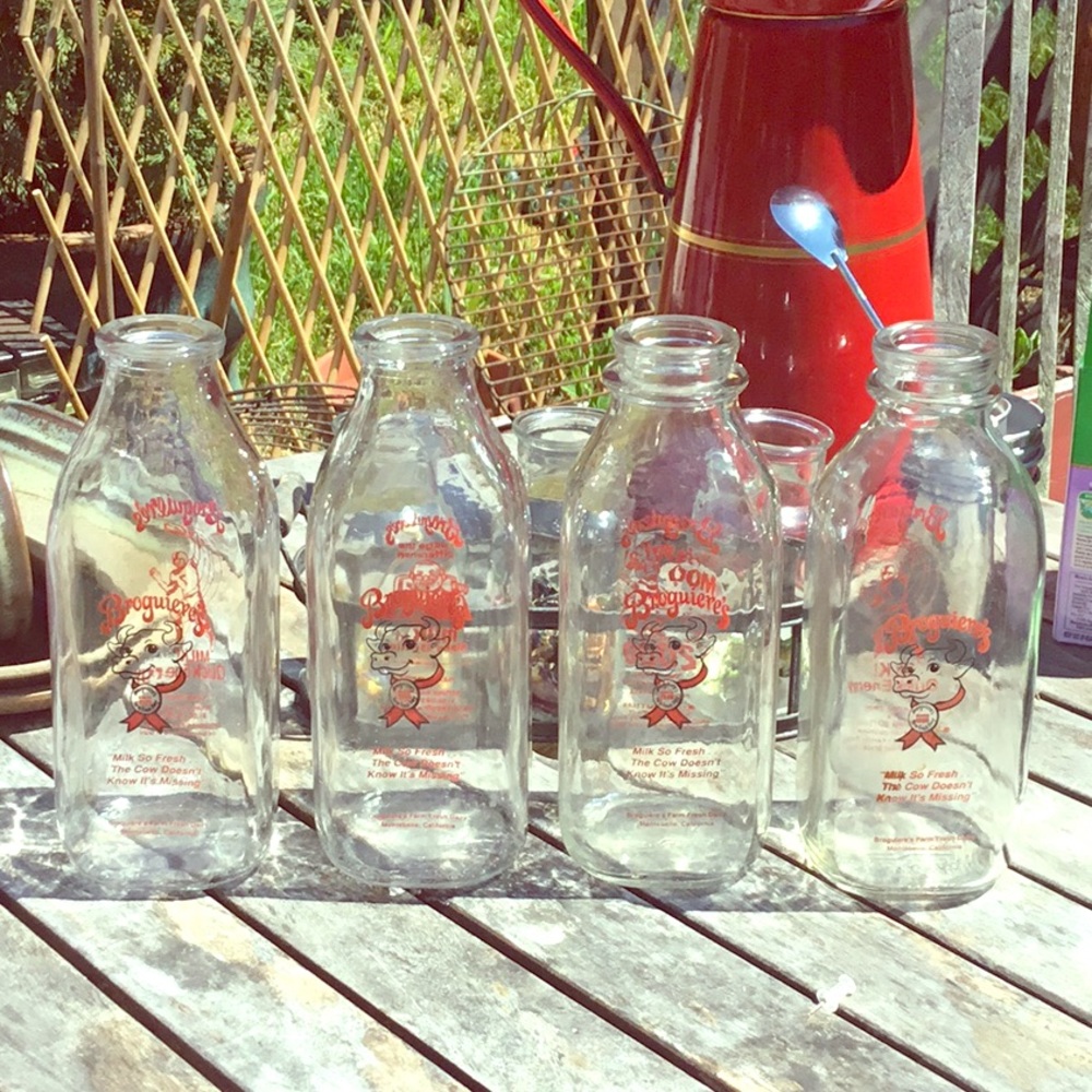 Vintage Broguieres Milk Bottles. Set of 4